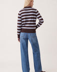 PULL POLO RAYE - DARIA - CHOCOLAT/CIEL