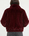 BLOUSON FAUX FUR - MARINA - LIE DE VIN MANTEAU KOOKAÏ Mode Kookai