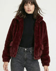 BLOUSON FAUX FUR - MARINA - LIE DE VIN MANTEAU KOOKAÏ Mode Kookai