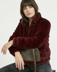 BLOUSON FAUX FUR - MARINA - LIE DE VIN MANTEAU KOOKAÏ Mode Kookai