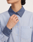 CHEMISE COL CONTRASTE - DOMIE - BLEU CHEMISIER NEW KOOKAI Mode Kookai