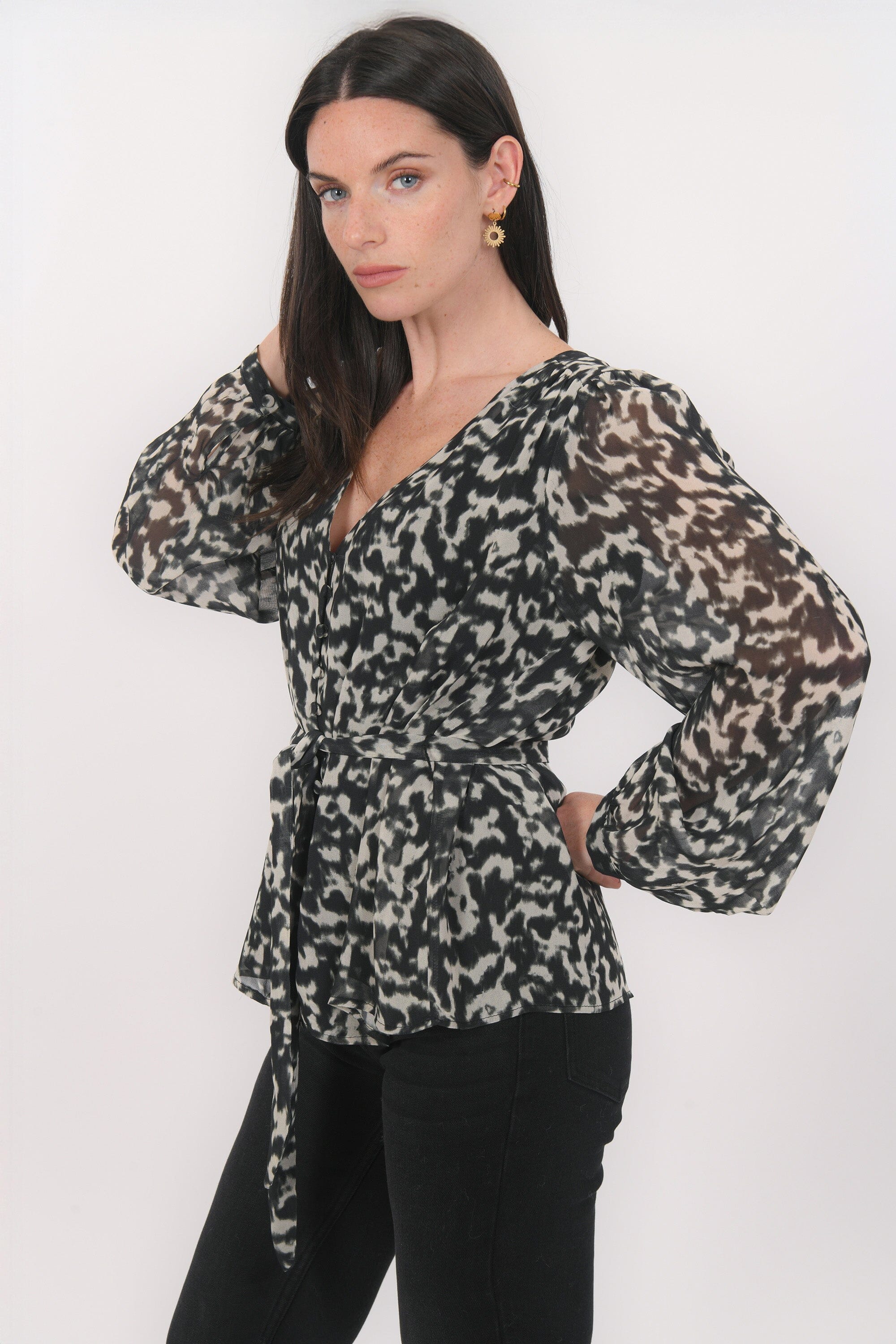 Chemisier Noir Kookai - Taille 36 - Style Cache-cœur - Occasion En Très Bon état