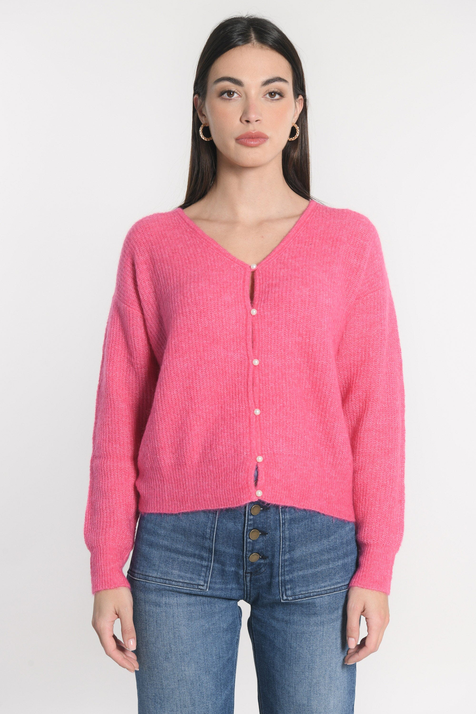 GILET COURT SOLANGE FUSHIA – kookai