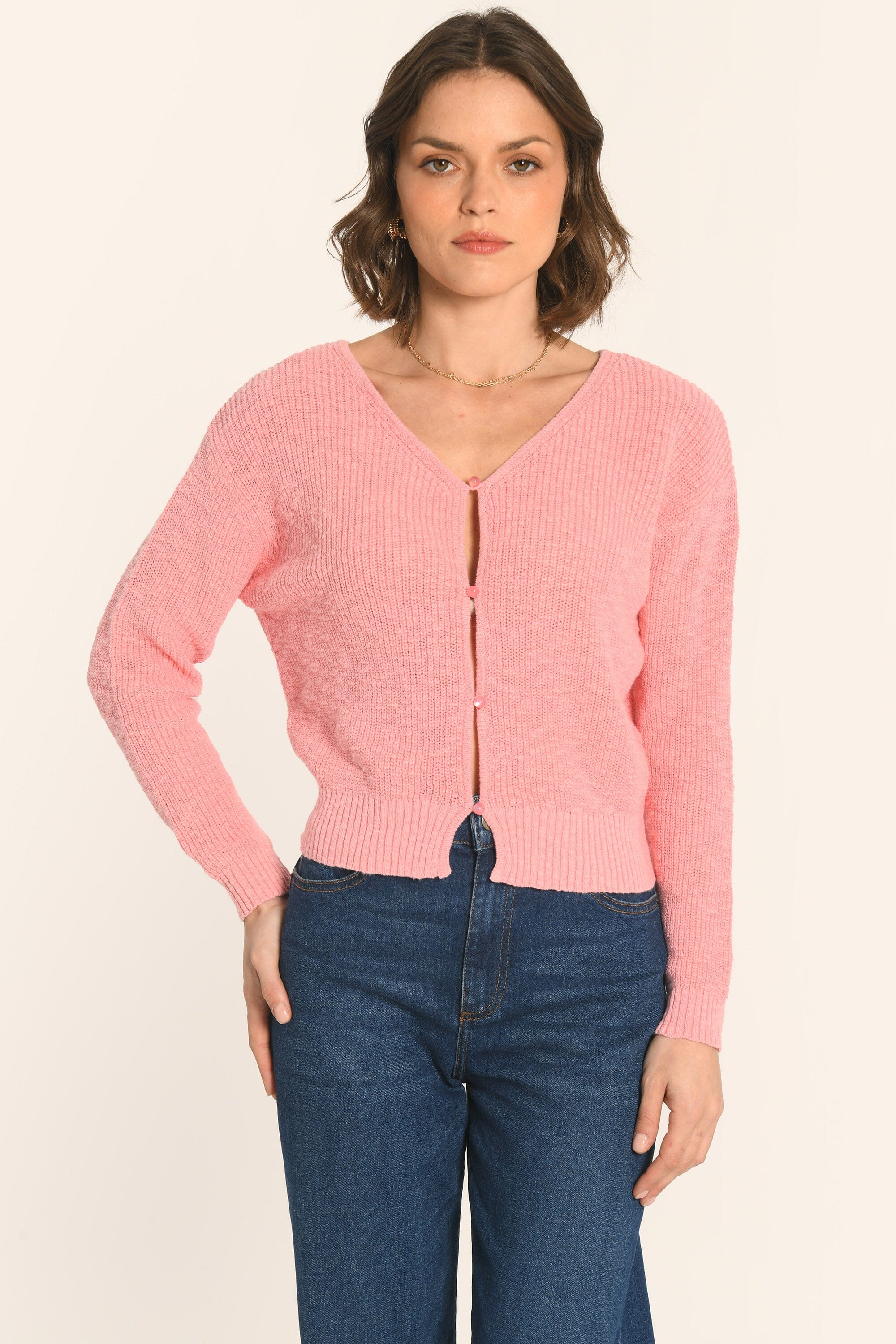 Gilet Vintage Pour Femme Kookai, Rose Pastel, Taille M, En Coton Et Viscose - Très Bon état
