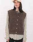 GILET SANS MANCHE - BASTIA - CHOCOLAT GILET NEW KOOKAI Mode Kookai