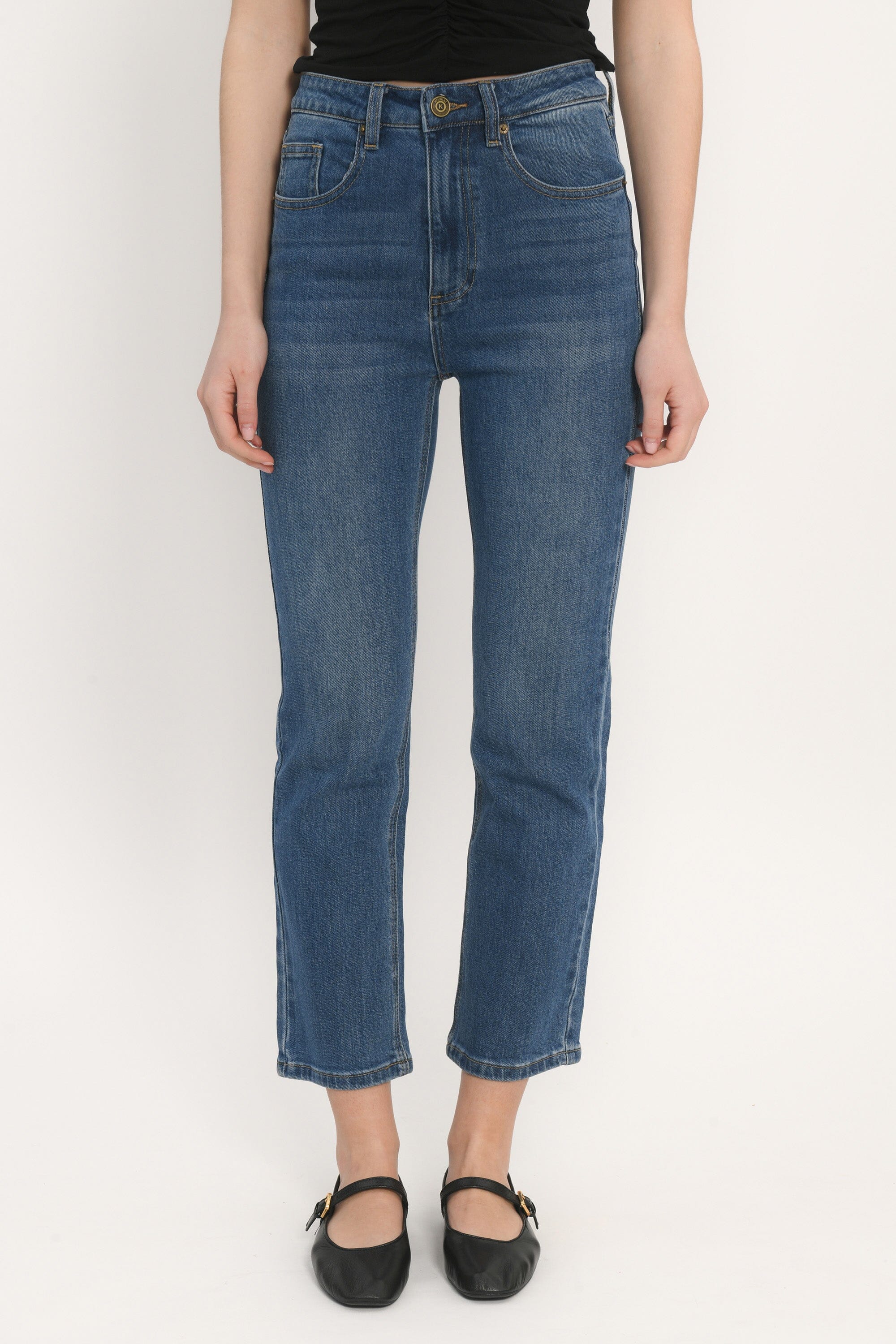 JEAN CROPPED - STONE WASH - ALBION PANTALON SPORTWEAR NEW KOOKAI Mode Kookai