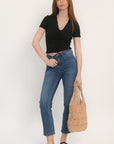 JEAN CROPPED - STONE WASH - ALBION PANTALON SPORTWEAR NEW KOOKAI Mode Kookai