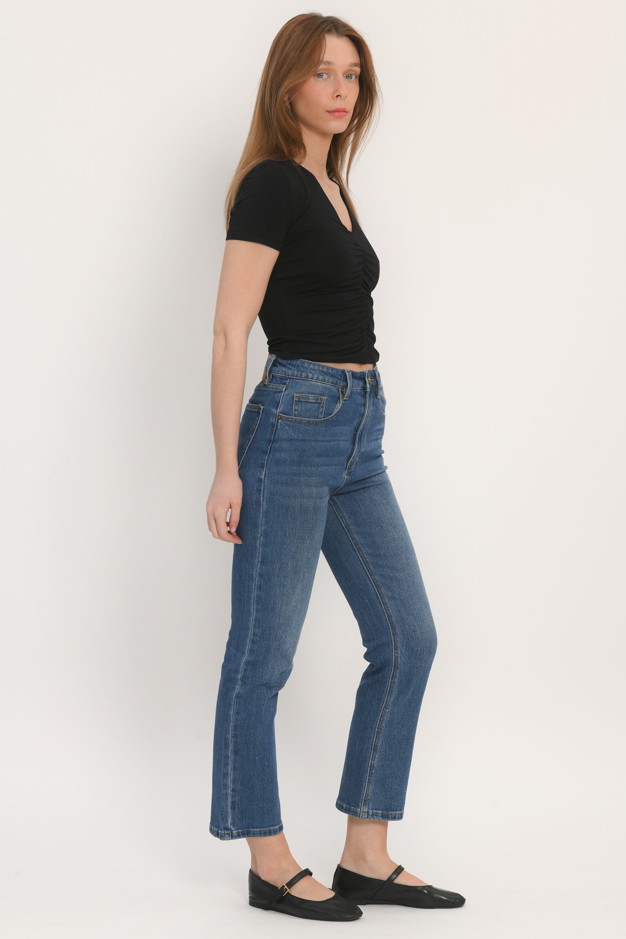 JEAN CROPPED - STONE WASH - ALBION PANTALON SPORTWEAR NEW KOOKAI Mode Kookai