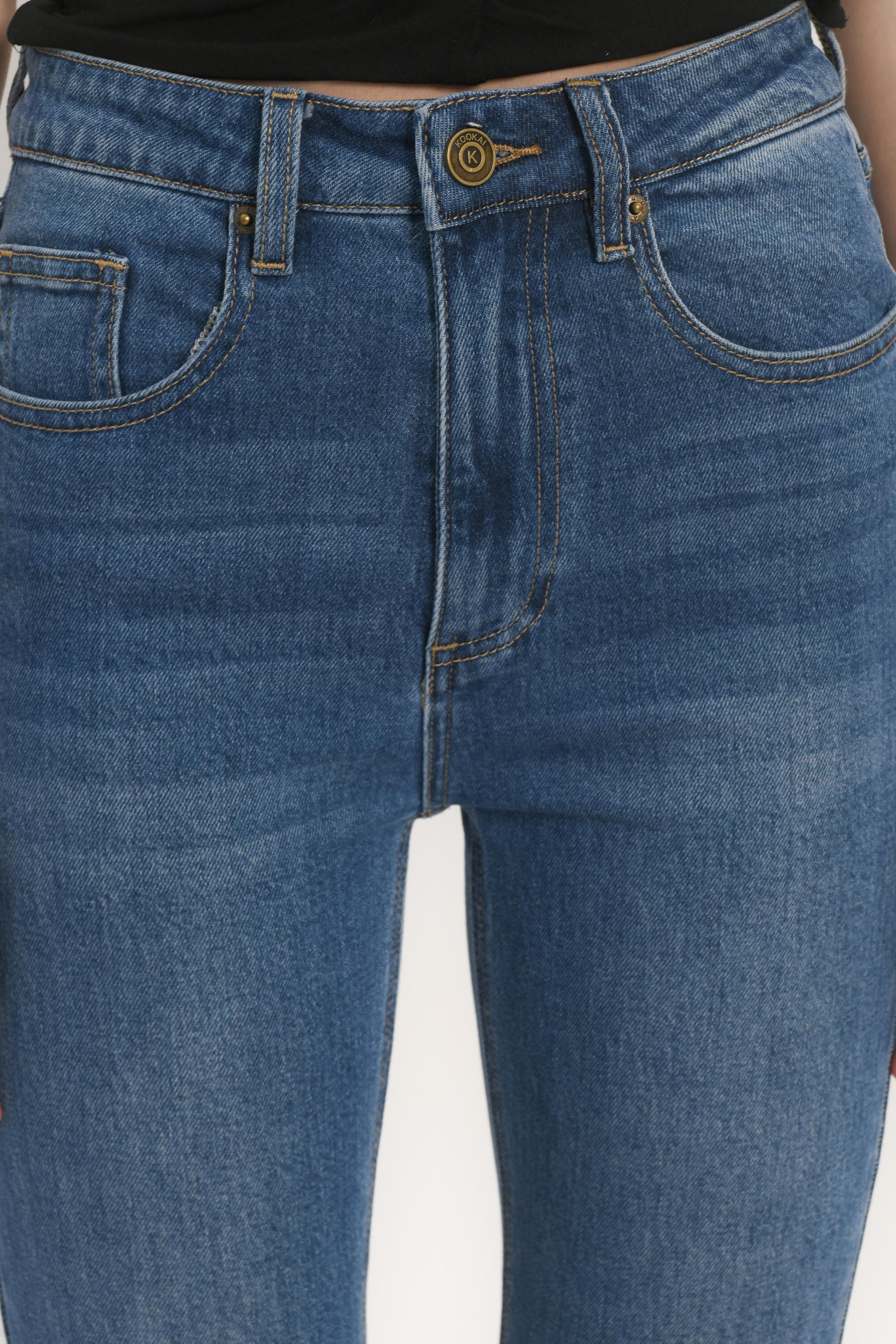 JEAN CROPPED - STONE WASH - ALBION PANTALON SPORTWEAR NEW KOOKAI Mode Kookai