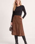 JUPE MIDI VELOURS - DURAN - CHOCOLAT JUPE SPORTWEAR NEW KOOKAI Mode Kookai