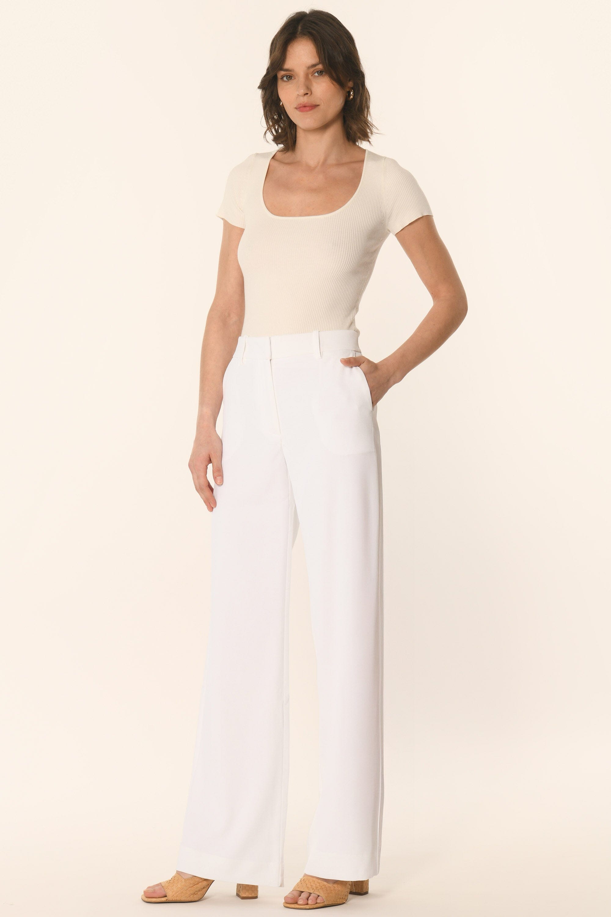 PANTALON TAILLE HAUTE BLANC ALBA