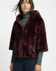 PONCHO FAUX FUR - MARINA - LIE DE VIN MANTEAU KOOKAÏ Mode Kookai
