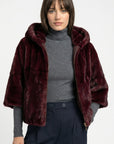PONCHO FAUX FUR - MARINA - LIE DE VIN MANTEAU KOOKAÏ Mode Kookai