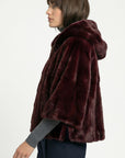 PONCHO FAUX FUR - MARINA - LIE DE VIN MANTEAU KOOKAÏ Mode Kookai