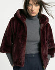 PONCHO FAUX FUR - MARINA - LIE DE VIN MANTEAU KOOKAÏ Mode Kookai