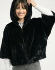 PONCHO FAUX FUR - MARINA - NOIR MANTEAU KOOKAÏ Mode Kookai