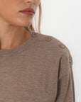 PULL BOUTONS - BELINDA - TAUPE CHINE PULL NEW KOOKAI Mode Kookai
