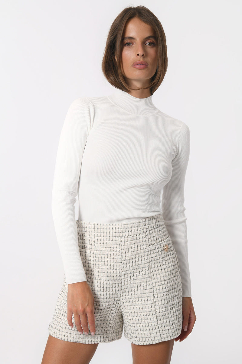 Pull Léger KOOKAI - Couleur écru Avec Motifs Jaune Et Rose - Manches 3/4 - Taille 0