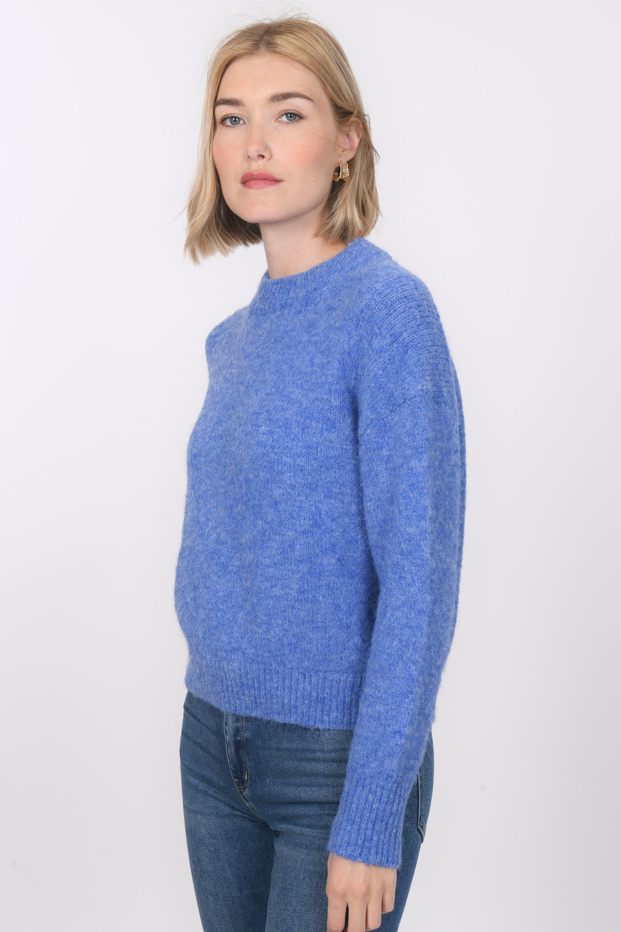 Pull Col Rond Cachemire Recyclé Femme Edda Bleu Ciel - Rifò