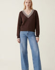 PULL COL V - DARI - CHOCOLAT/ECRU PULL NEW KOOKAI Mode Kookai