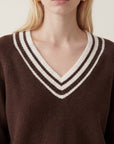 PULL COL V - DARI - CHOCOLAT/ECRU PULL NEW KOOKAI Mode Kookai