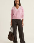 PULL COL V - DARI - ROSE/ECRU PULL NEW KOOKAI Mode Kookai