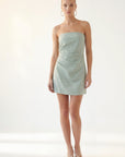 ROBE LIN BUSTIER - CHELSEA - CELADON ROBE NEW KOOKAI Mode Kookai