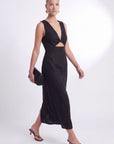 ROBE MIDI 100% LIN - CHELSEA - NOIR ROBE NEW KOOKAI Mode Kookai