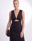 ROBE MIDI 100% LIN - CHELSEA - NOIR ROBE NEW KOOKAI Mode Kookai