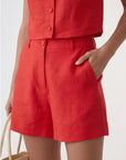 SHORT 100% LIN - CHELSEA - GRENAT SHORT NEW KOOKAI Mode Kookai