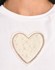 T-SHIRT CŒR PERLÉ NINA BLANC TEE SHIRT KOOKAI Mode Kookai