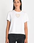 T-SHIRT CŒR PERLÉ NINA BLANC TEE SHIRT KOOKAI Mode Kookai