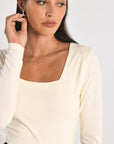 T-SHIRT COL CARRÉ CLÉMENTINE ÉCRU TEE SHIRT KOOKAI Mode Kookai