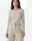TEE SHIRT - COEUR MARINIERE - ECRU/CANNELLE TEE SHIRT NEW KOOKAI Mode Kookai
