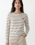 TEE SHIRT - COEUR MARINIERE - ECRU/CANNELLE TEE SHIRT NEW KOOKAI Mode Kookai