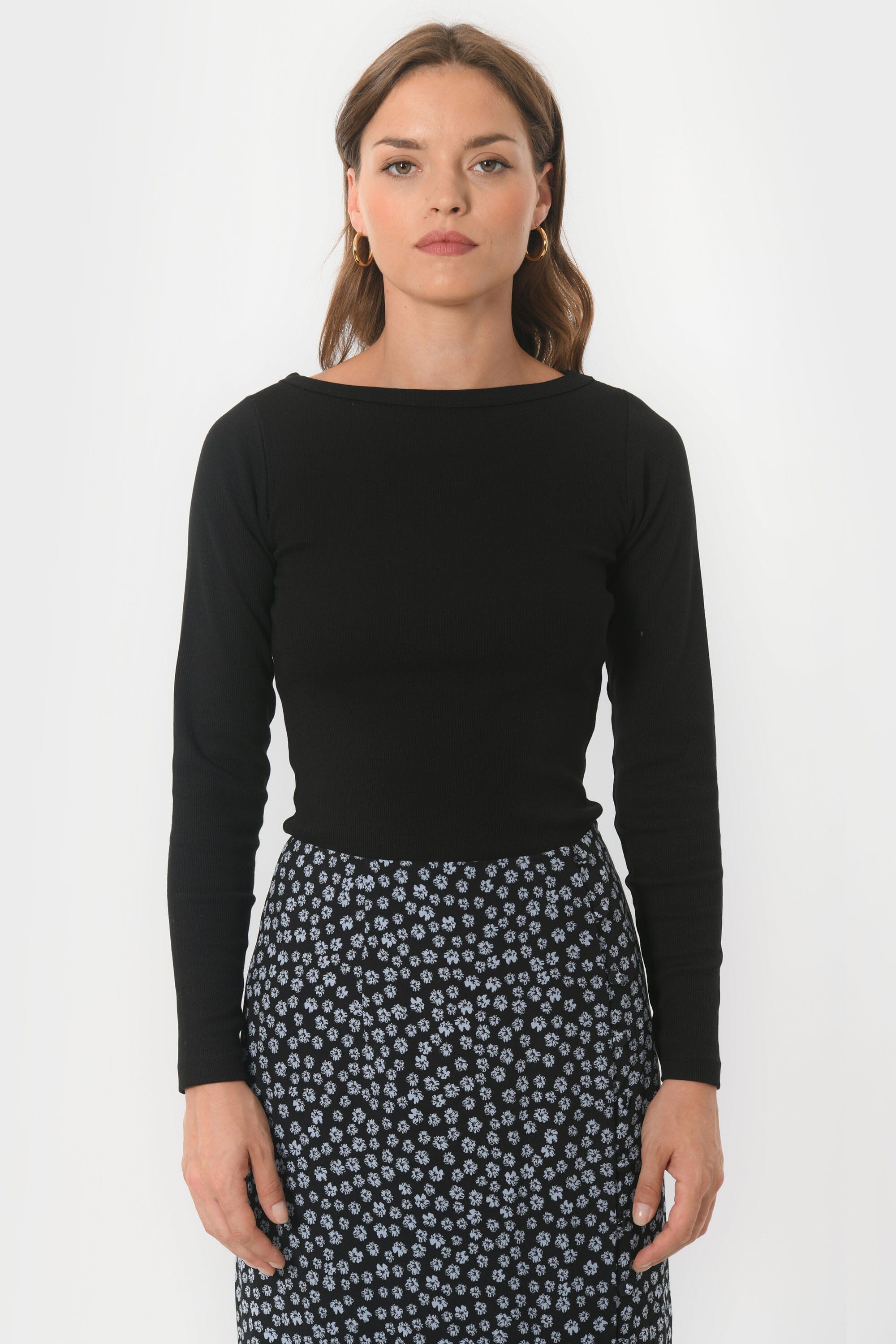 TEE-SHIRT COL BATEAU BELONI NOIR – kookai