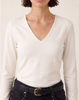 TEE-SHIRT COL V - MATHILDA - ECRU TEE SHIRT KOOKAI Mode Kookai