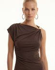 TOP ASYMETRIQUE - CRYSTA - ESPRESSO TEE SHIRT NEW KOOKAI Mode Kookai