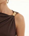 TOP ASYMETRIQUE - CRYSTA - ESPRESSO TEE SHIRT NEW KOOKAI Mode Kookai