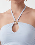 TOP BUSTIER - CHARLENE - CELADON TEE SHIRT NEW KOOKAI Mode Kookai