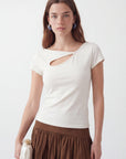 TOP - CRYSTA - ECRU TEE SHIRT NEW KOOKAI Mode Kookai