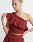 TOP ONE SHOULDER - CALETA - BRIQUE TOP NEW KOOKAI Mode Kookai