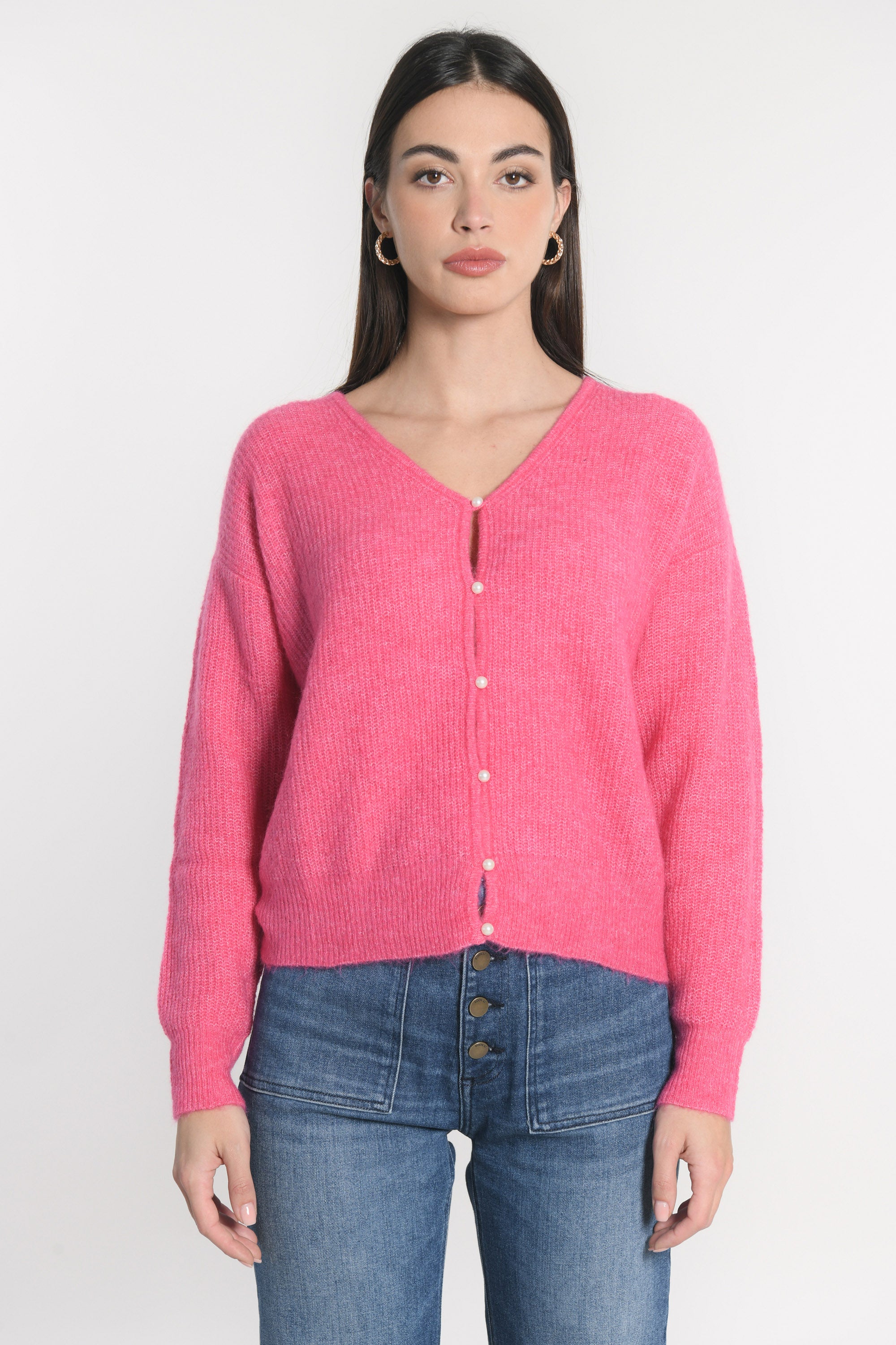 GILET COURT SOLANGE FUSHIA