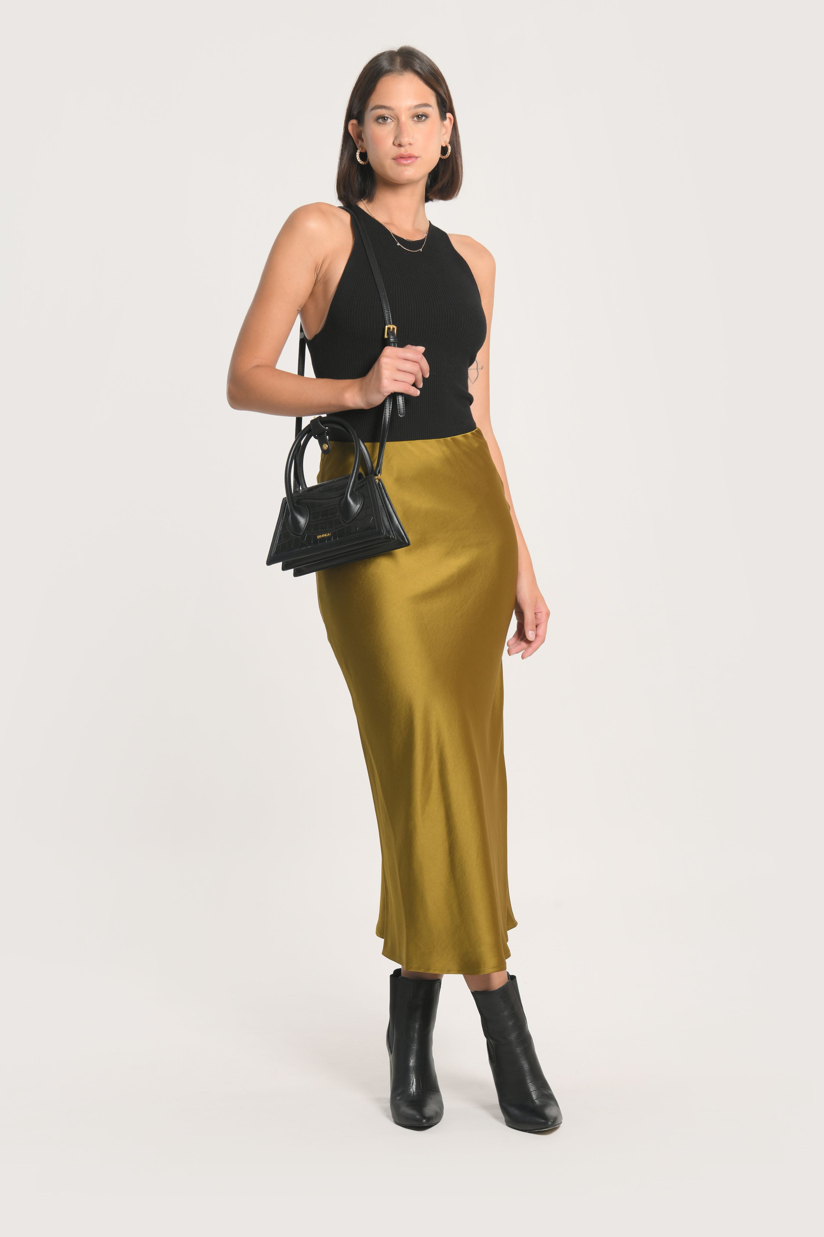 JUPE MIDI PATTY SATIN BRONZE