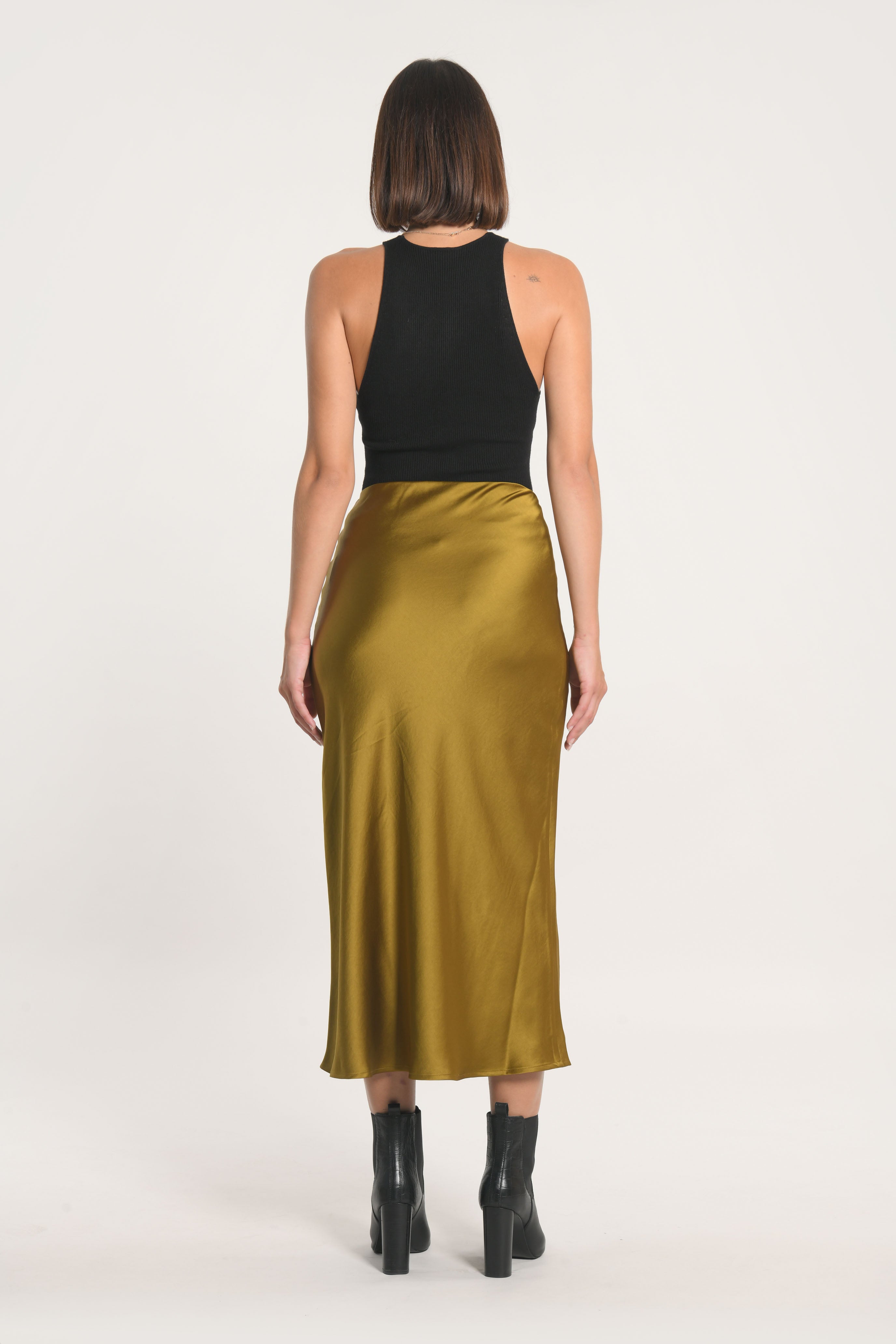 JUPE MIDI PATTY SATIN BRONZE