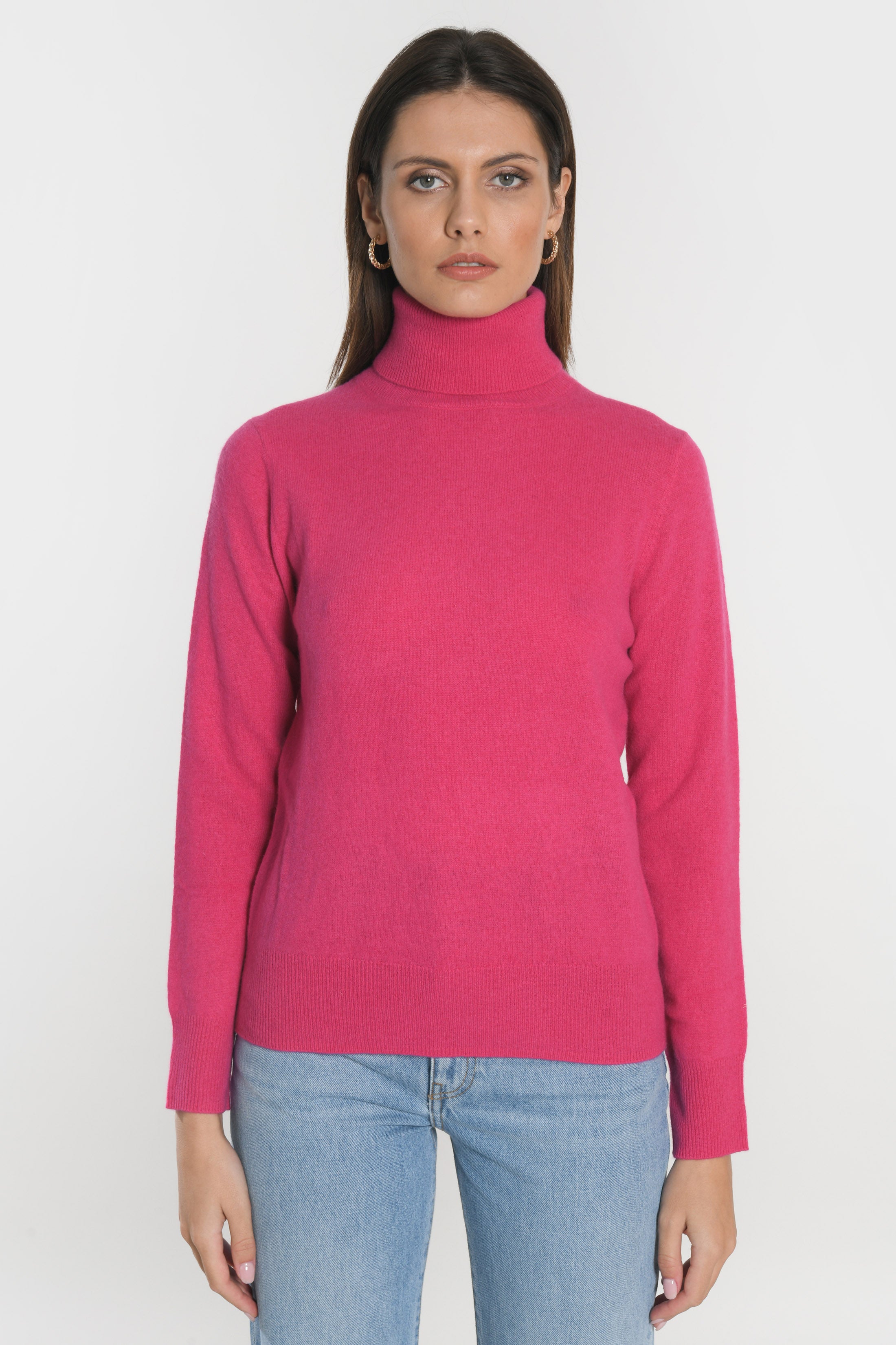 PULL COL ROULE ANITA FUSCHIA