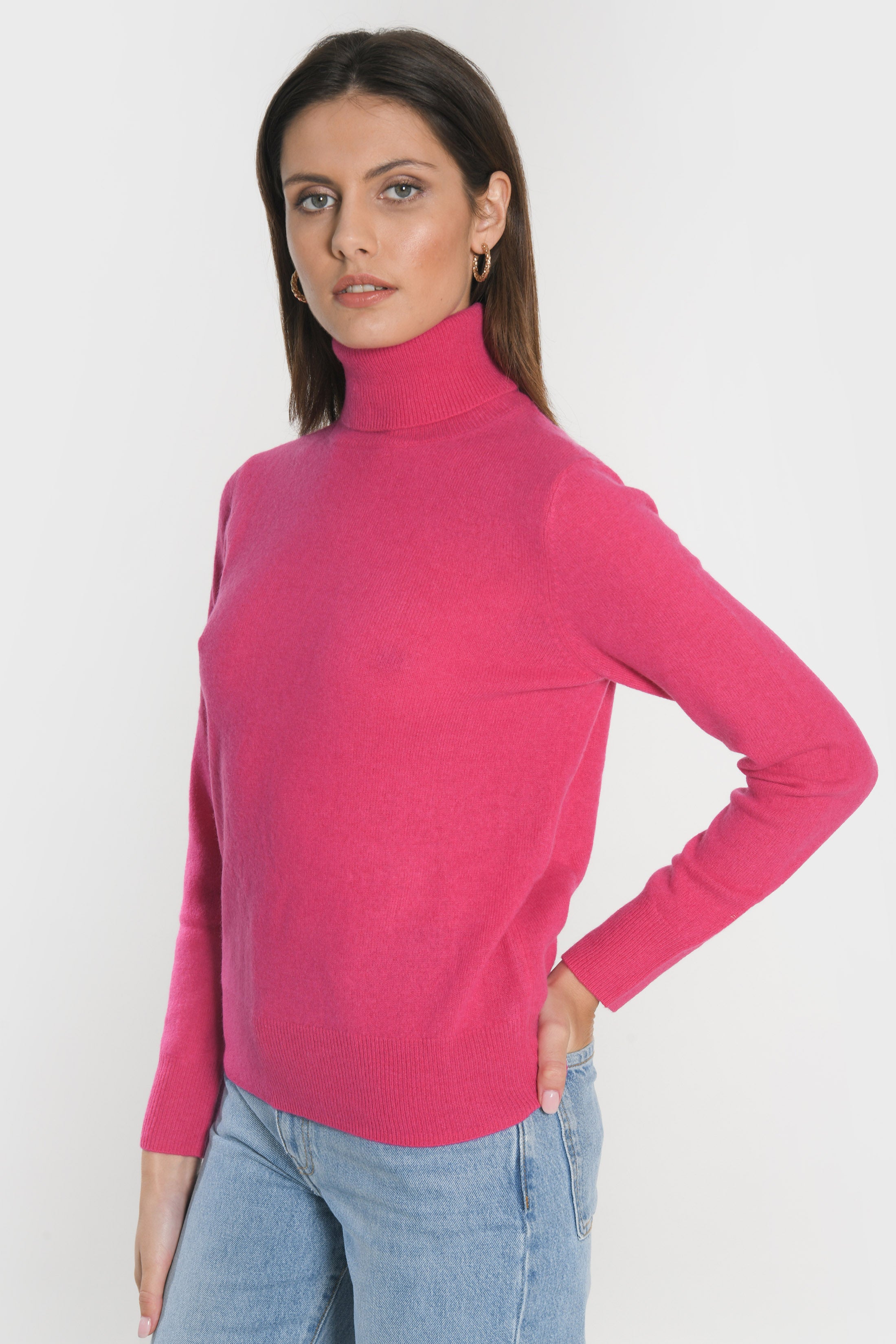 PULL COL ROULE ANITA FUSCHIA