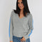 ASTRID PULL COL V GRIS CHINE/BLUE