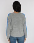 ASTRID PULL COL V GRIS CHINE/BLUE