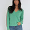 ASTRID PULL COL V MINT/BEIGE CHINE